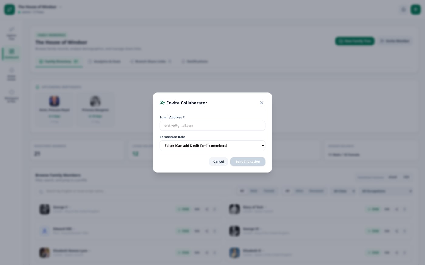 Inviting a collaborator and choosing between Editor and Viewer permission roles